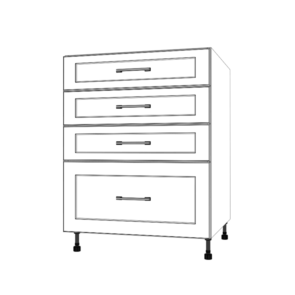 26" Wide Drawer Cabinet - (White Cabinet Boxes - Painted Doors)