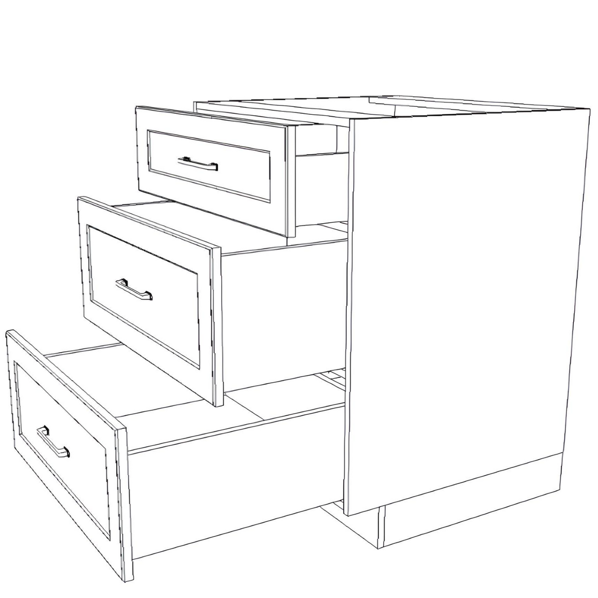 27" Wide Drawer Cabinet - (White Cabinet Boxes - Painted Doors)