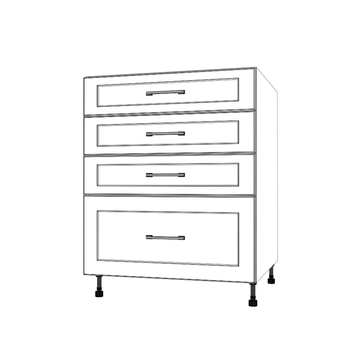 27" Wide Drawer Cabinet - (White Cabinet Boxes - Painted Doors)