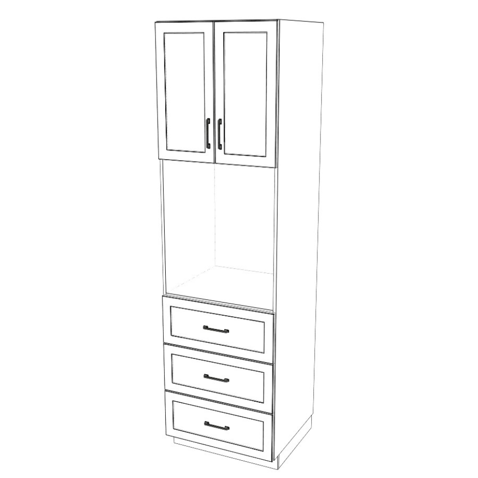 27" Wide Built In - 80-96 High - 34" 3 Drawer Max - 24 Deep - (White Cabinet Boxes - Painted Doors)