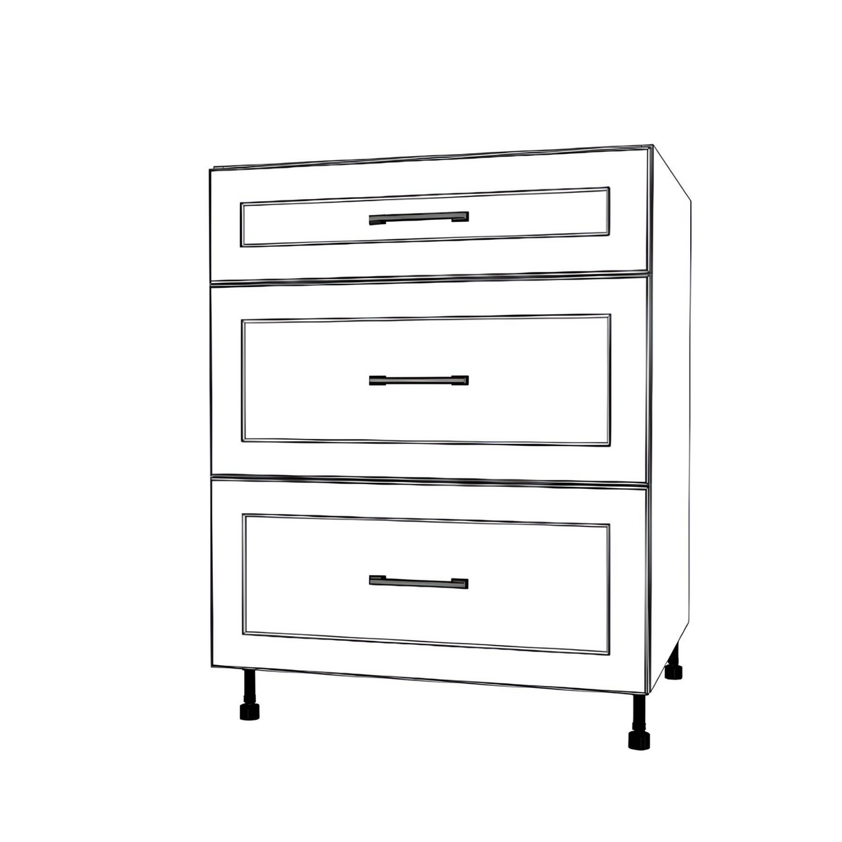 27" Wide Drawer Cabinet - (White Cabinet Boxes - Painted Doors)