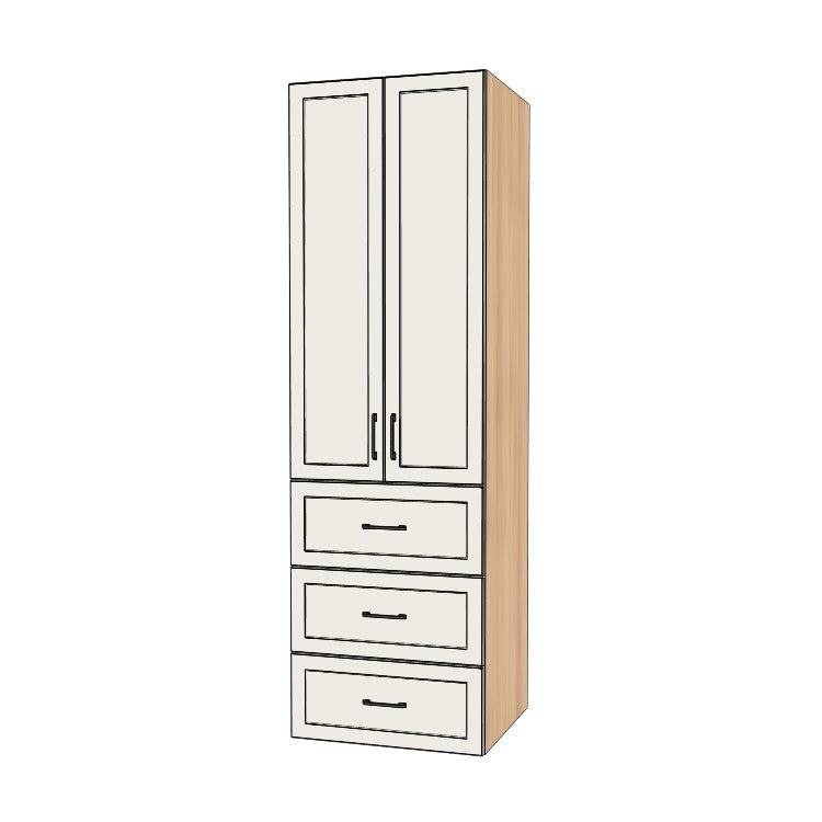 27" Wide Tall Pantry Cabinet with Drawer - (Ply Wood Boxes - Thermofoil Doors) 24 D