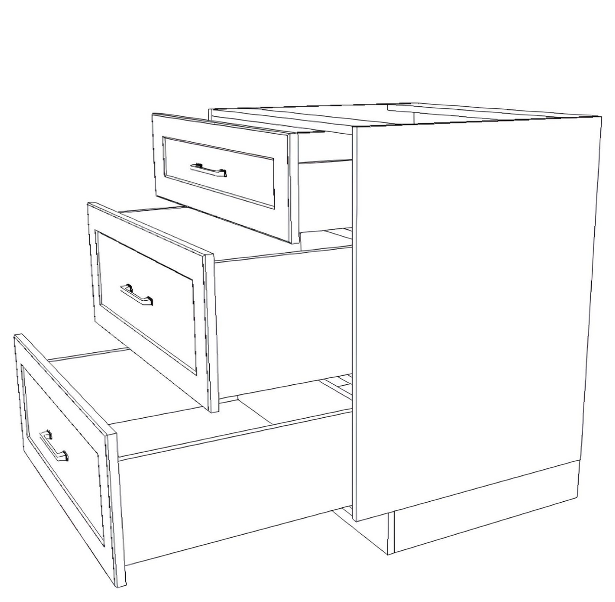 28" Wide Drawer Cabinet - (White Cabinet Boxes - Painted Doors)