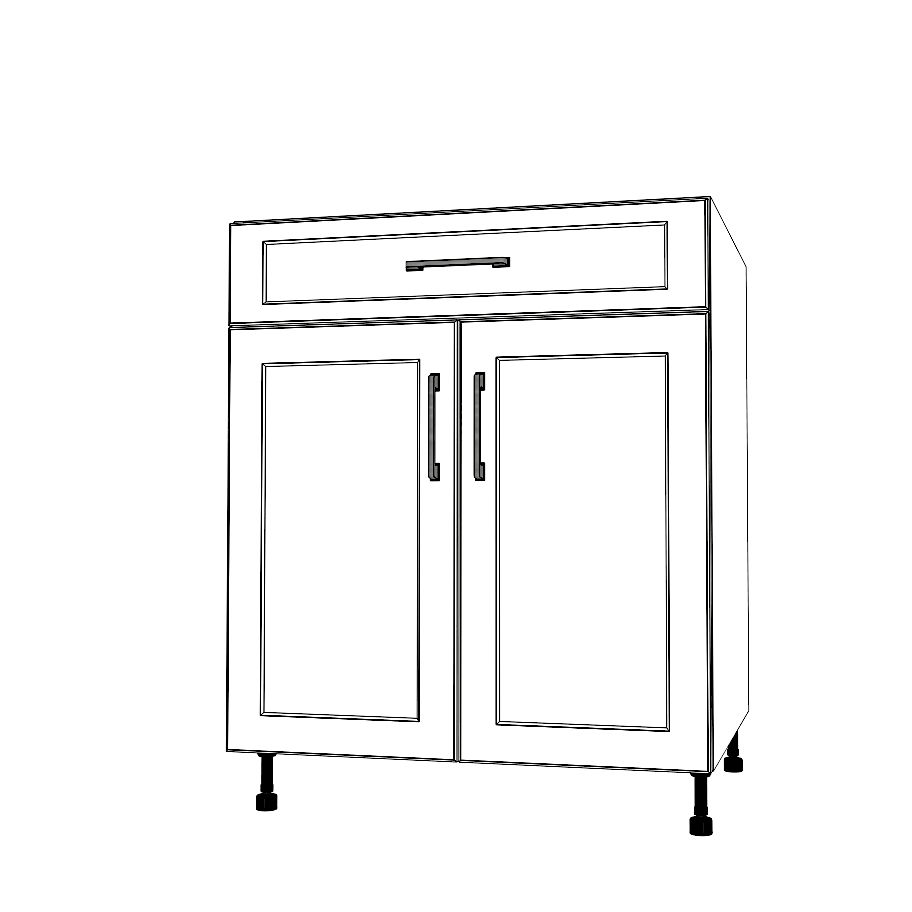 28" Wide Base Cabinet With Drawer On Top - (White Cabinet Boxes - Painted Doors)