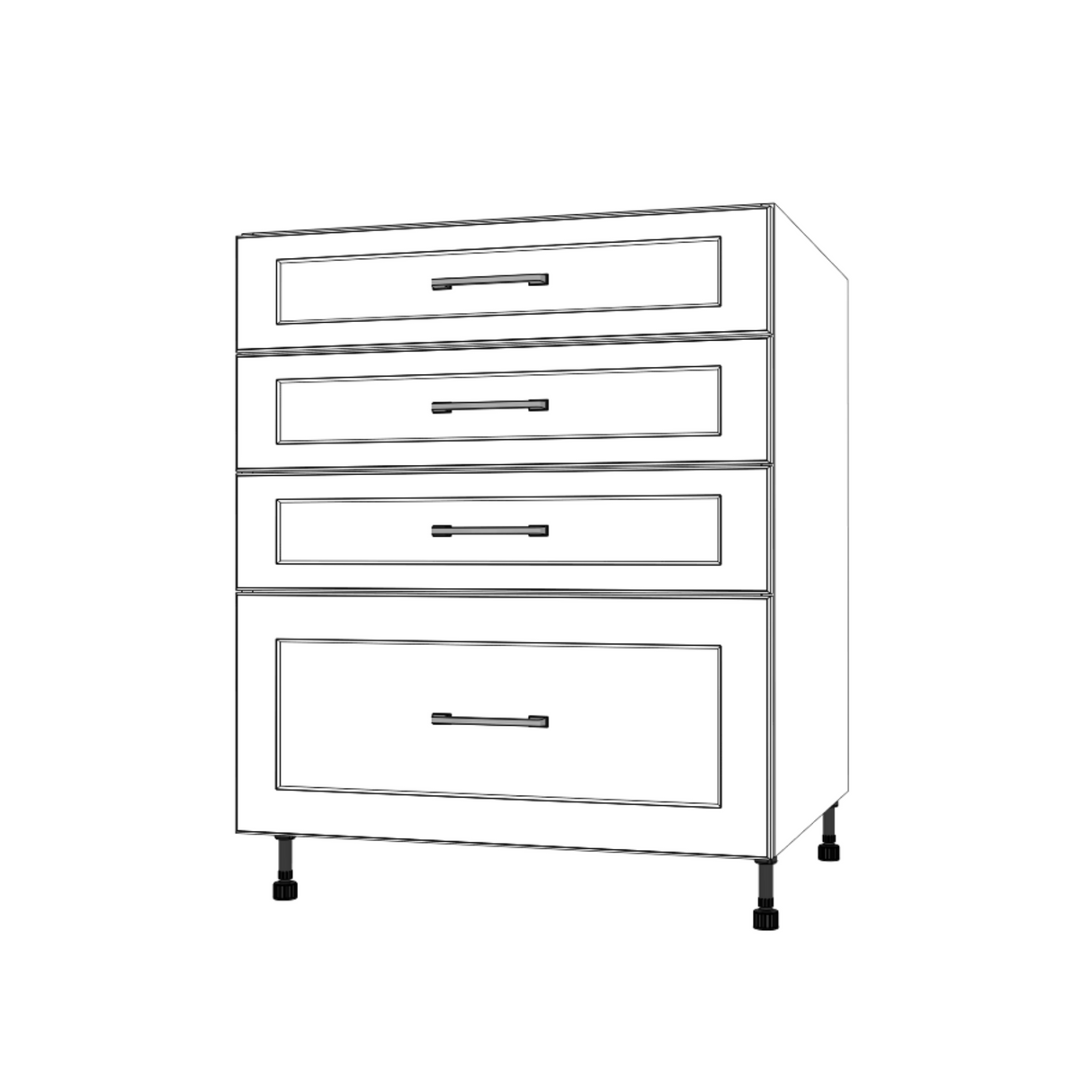 28" Wide Drawer Cabinet - (White Cabinet Boxes - Painted Doors)