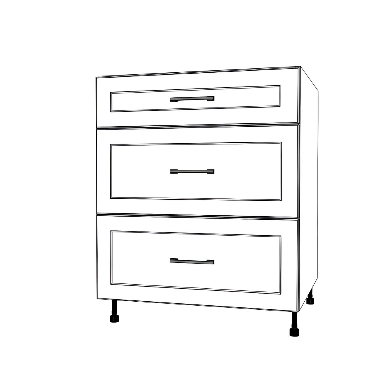 28" Wide Drawer Cabinet - (White Cabinet Boxes - Painted Doors)