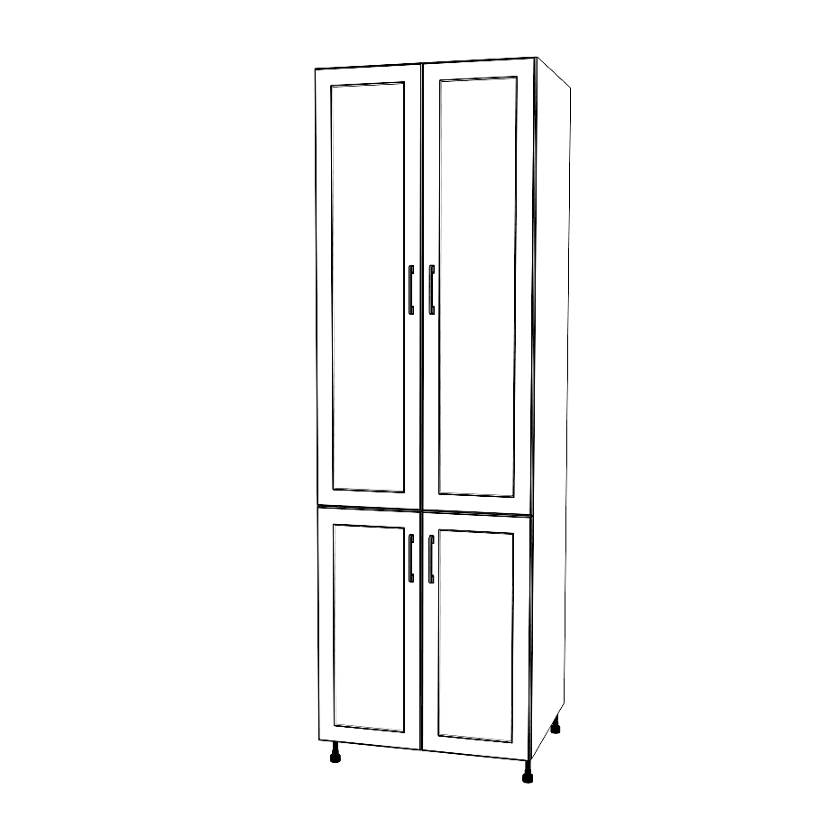 28" Wide Tall Pantry Cabinet - (White Cabinet Boxes - Painted Doors) 24 D