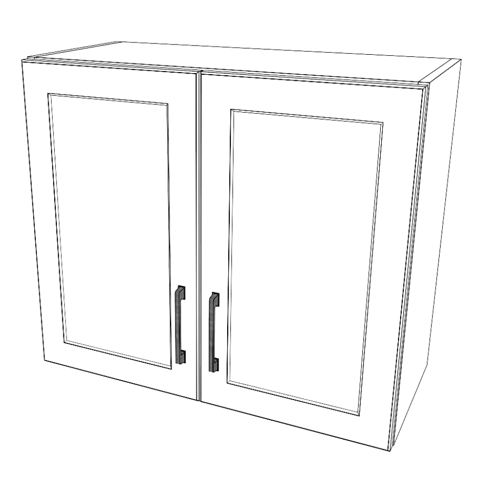28" Wide x 24" High Wall Cabinet - (White Cabinet Boxes - Painted Doors)