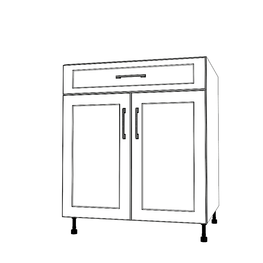 29" Wide Base Cabinet With Drawer On Top - (White Cabinet Boxes - Painted Doors)