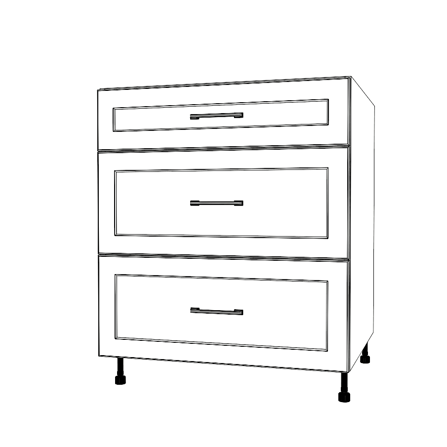 29" Wide Drawer Cabinet - (White Cabinet Boxes - Painted Doors)