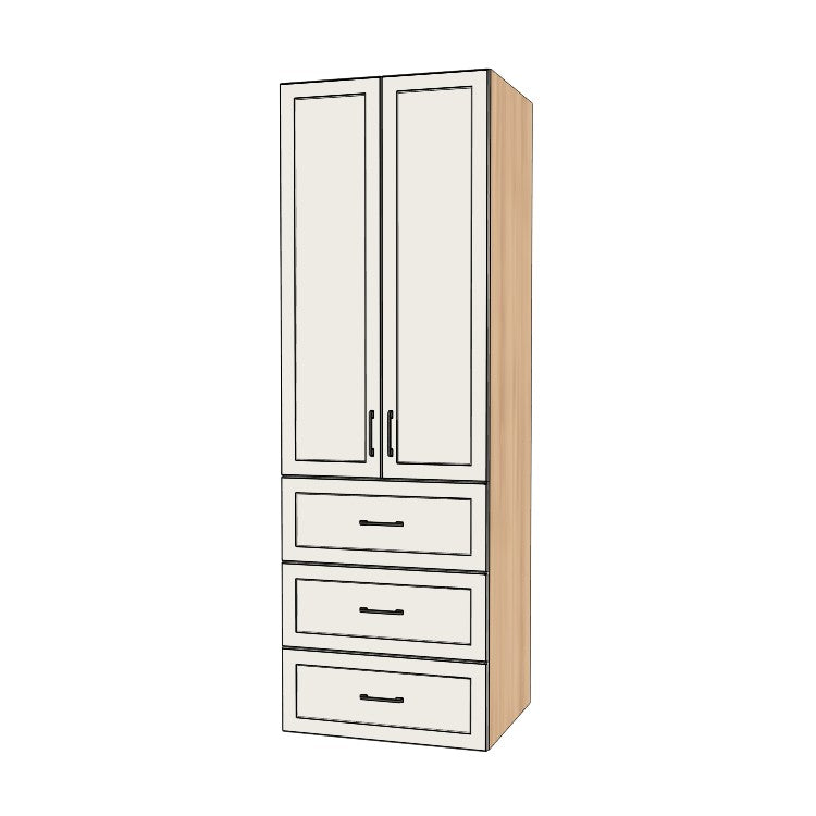 29" Wide Tall Pantry Cabinet with Drawer - (Ply Wood Boxes - Painted Doors) 24 D