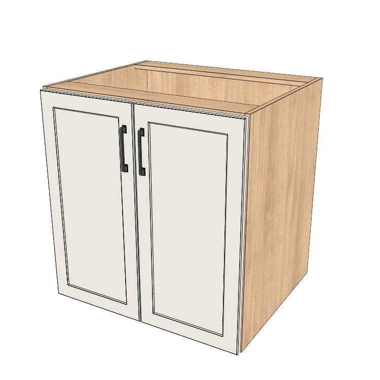 30" Wide Base Cabinet - Sink Cabinet - No Back - (Ply Wood Boxes - Thermofoil Doors)