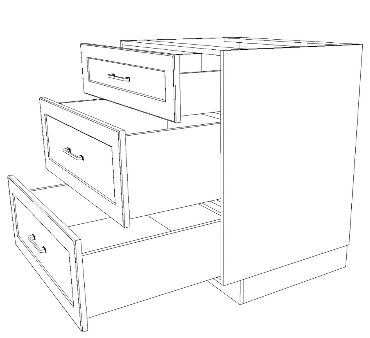 30" Wide Drawer Cabinet - (White Cabinet Boxes - Painted Doors)