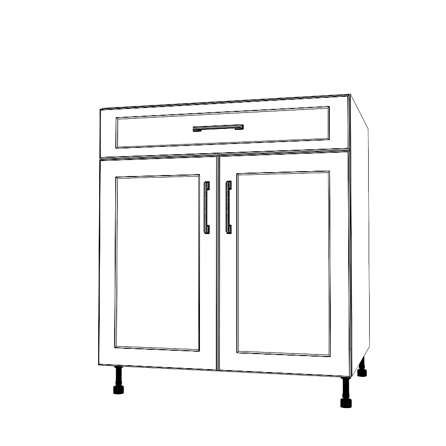 30" Wide Base Cabinet With Drawer On Top - (White Cabinet Boxes - Painted Doors)