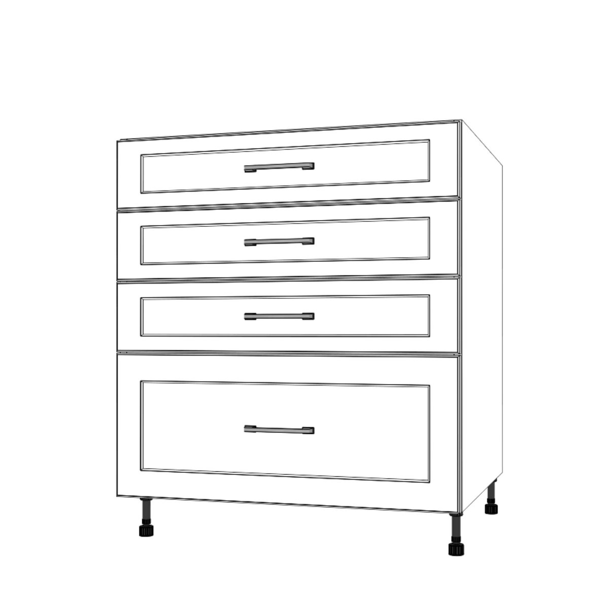 30" Wide Drawer Cabinet - (White Cabinet Boxes - Painted Doors)