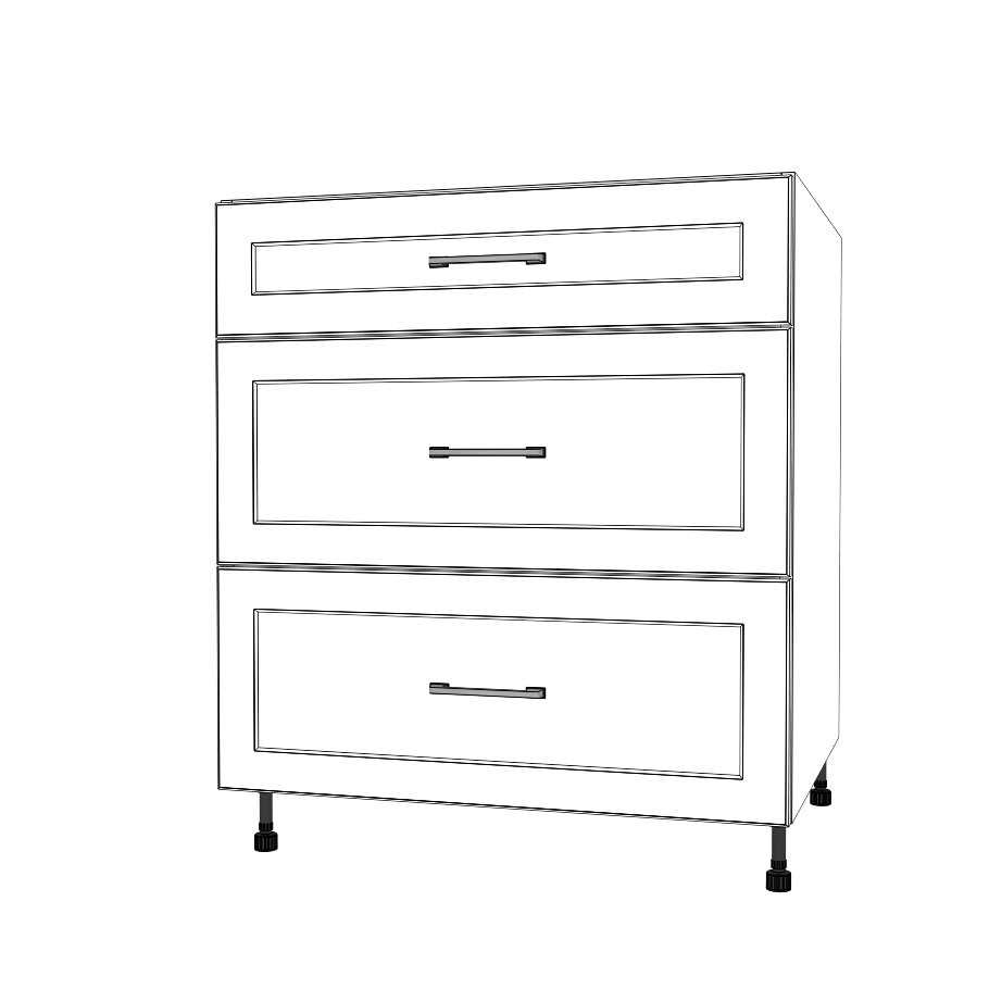 30" Wide Drawer Cabinet - (White Cabinet Boxes - Painted Doors)