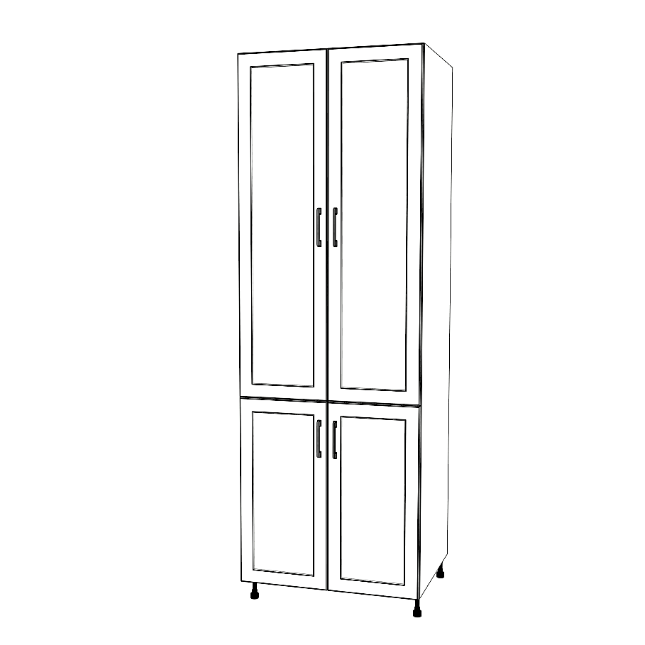 30" Wide Tall Pantry Cabinet - (White Cabinet Boxes - Painted Doors) 24 D