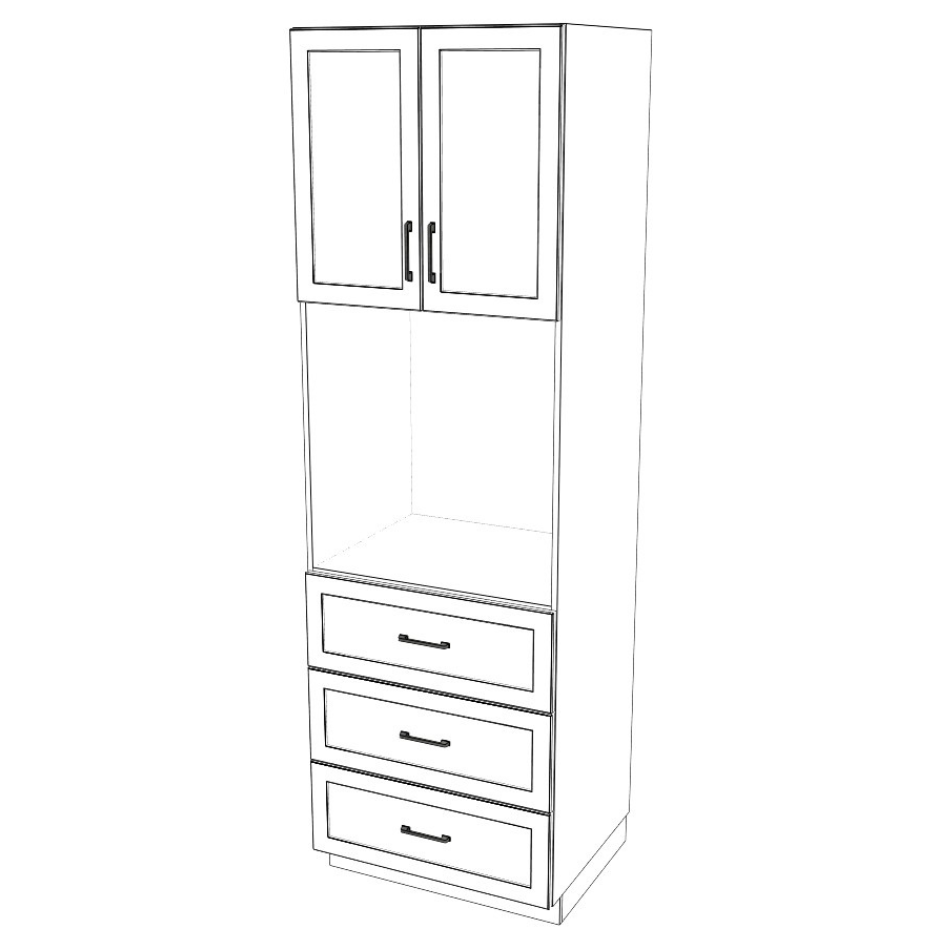 30" Wide Built In - 80-96 High - 34" 3 Drawer Max - 24 Deep - (White Cabinet Boxes - Thermofoil Doors)