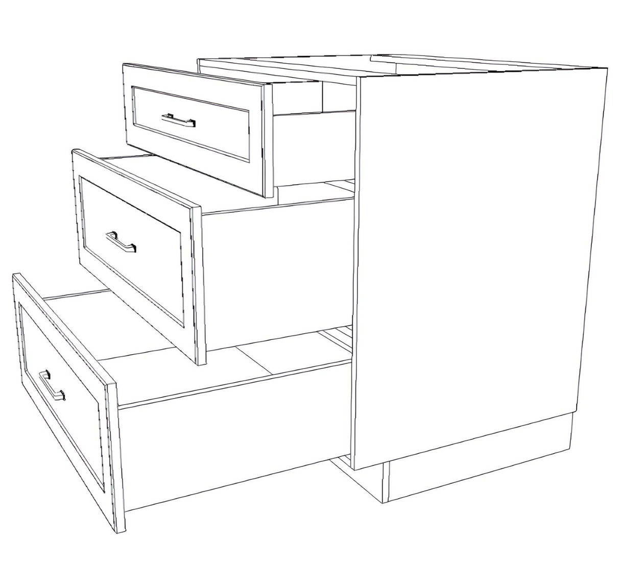 31" Wide Drawer Cabinet - (White Cabinet Boxes - Painted Doors)