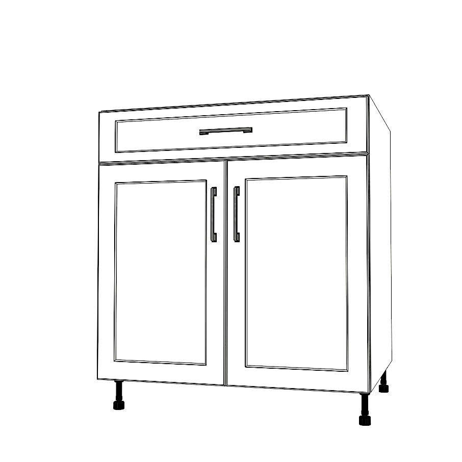 31" Wide Base Cabinet With Drawer On Top - (White Cabinet Boxes - Thermofoil Doors)