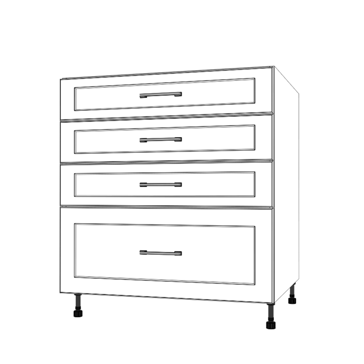 31" Wide Drawer Cabinet - (White Cabinet Boxes - Painted Doors)