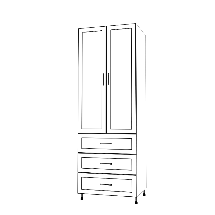 31" Wide Tall Pantry Cabinet with Drawer - (White Cabinet Boxes - Thermofoil Doors) 24 D