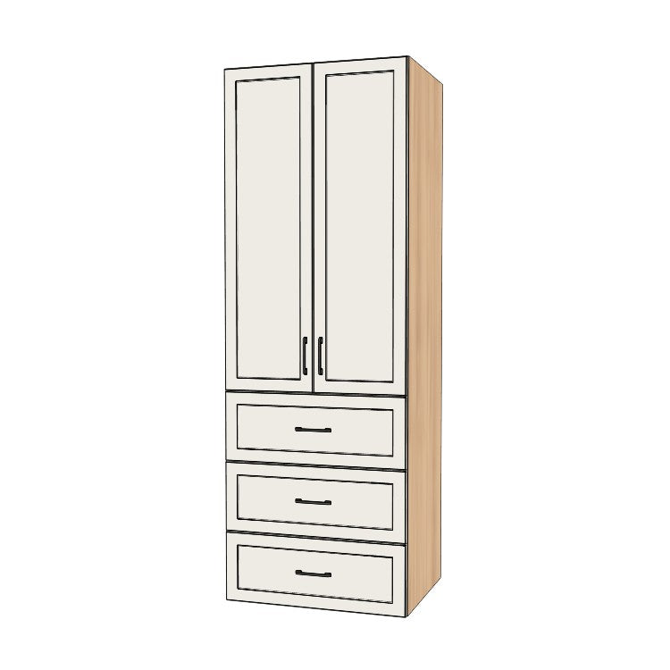31" Wide Tall Pantry Cabinet with Drawer - (Ply Wood Boxes - Painted Doors) 24 D