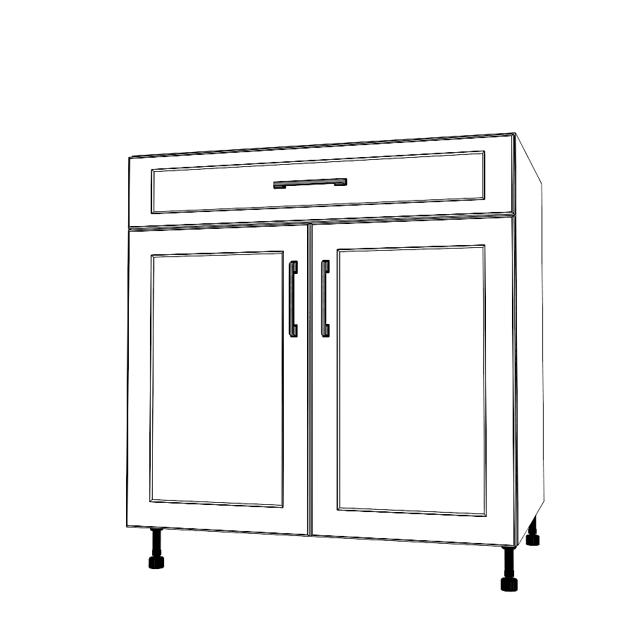 32" Wide Base Cabinet With Drawer On Top - (White Cabinet Boxes - Painted Doors)