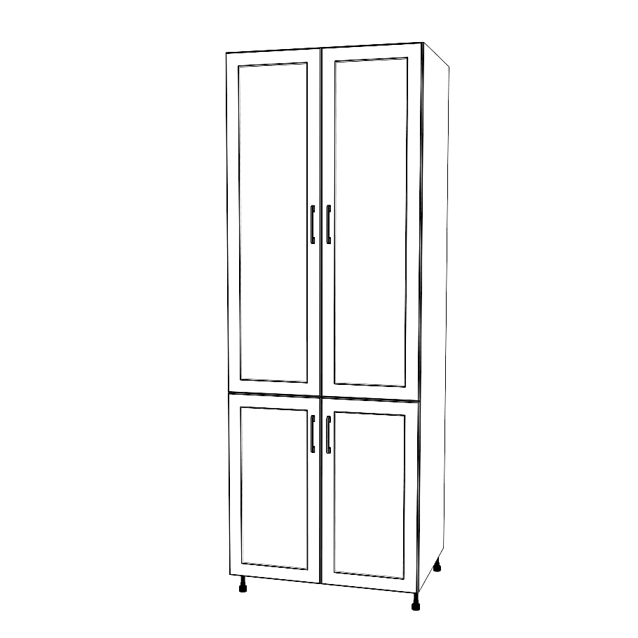 32" Wide Tall Pantry Cabinet - (White Cabinet Boxes - Painted Doors) 24 D