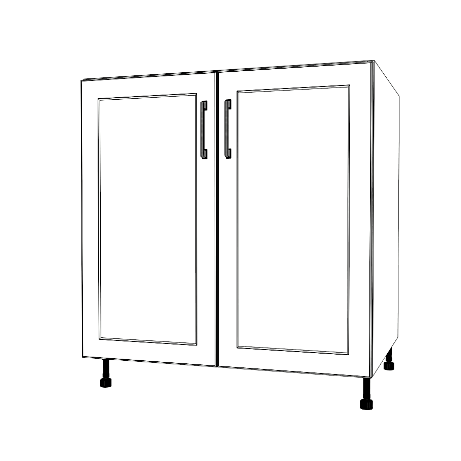 32" Wide Base Cabinet - Sink Cabinet - No Back - (White Cabinet Boxes - Painted Doors)