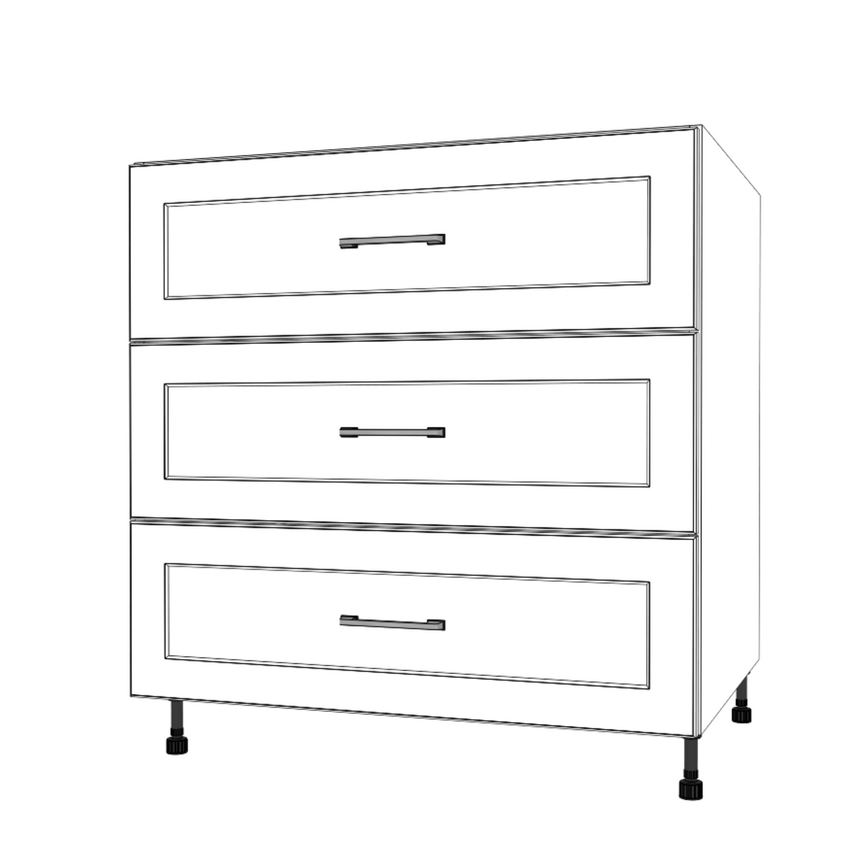33" Wide Drawer Cabinet - (White Cabinet Boxes - Painted Doors)