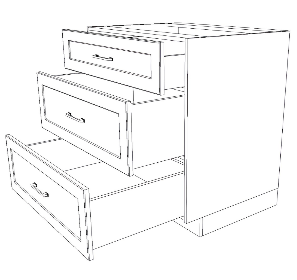 33" Wide Drawer Cabinet - (White Cabinet Boxes - Painted Doors)