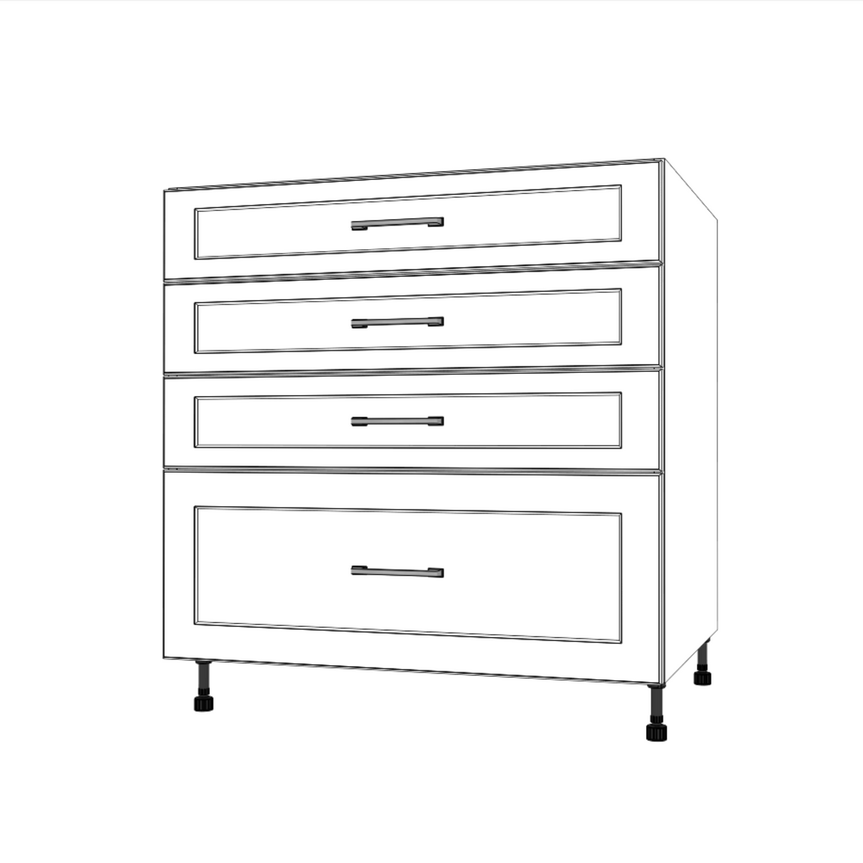 33" Wide Drawer Cabinet - (White Cabinet Boxes - Painted Doors)