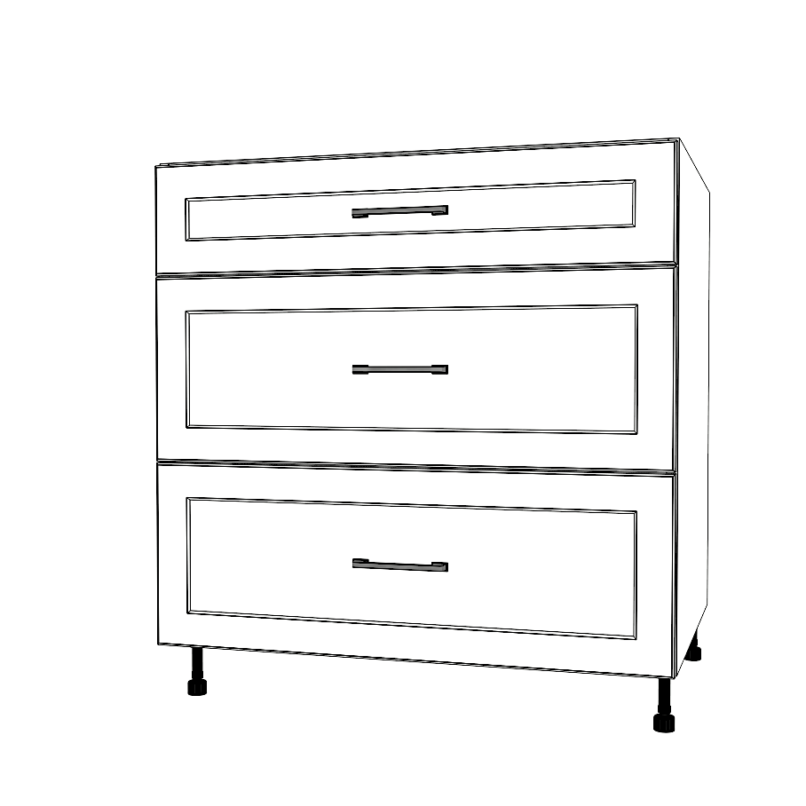 33" Wide Drawer Cabinet - (White Cabinet Boxes - Painted Doors)