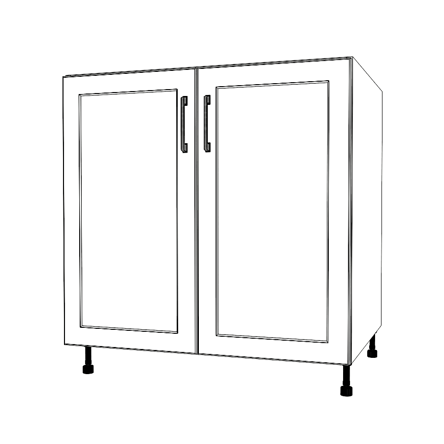 33" Wide Base Cabinet - Sink Cabinet - No Back - (White Cabinet Boxes - Thermofoil Doors)
