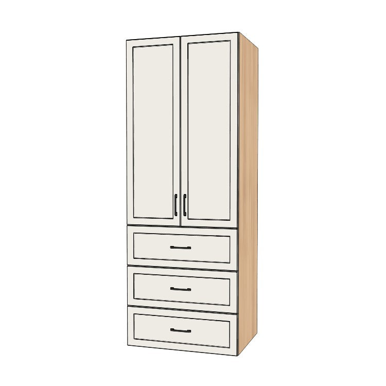 33" Wide Tall Pantry Cabinet with Drawer - (Ply Wood Boxes - Thermofoil Doors) 24 D