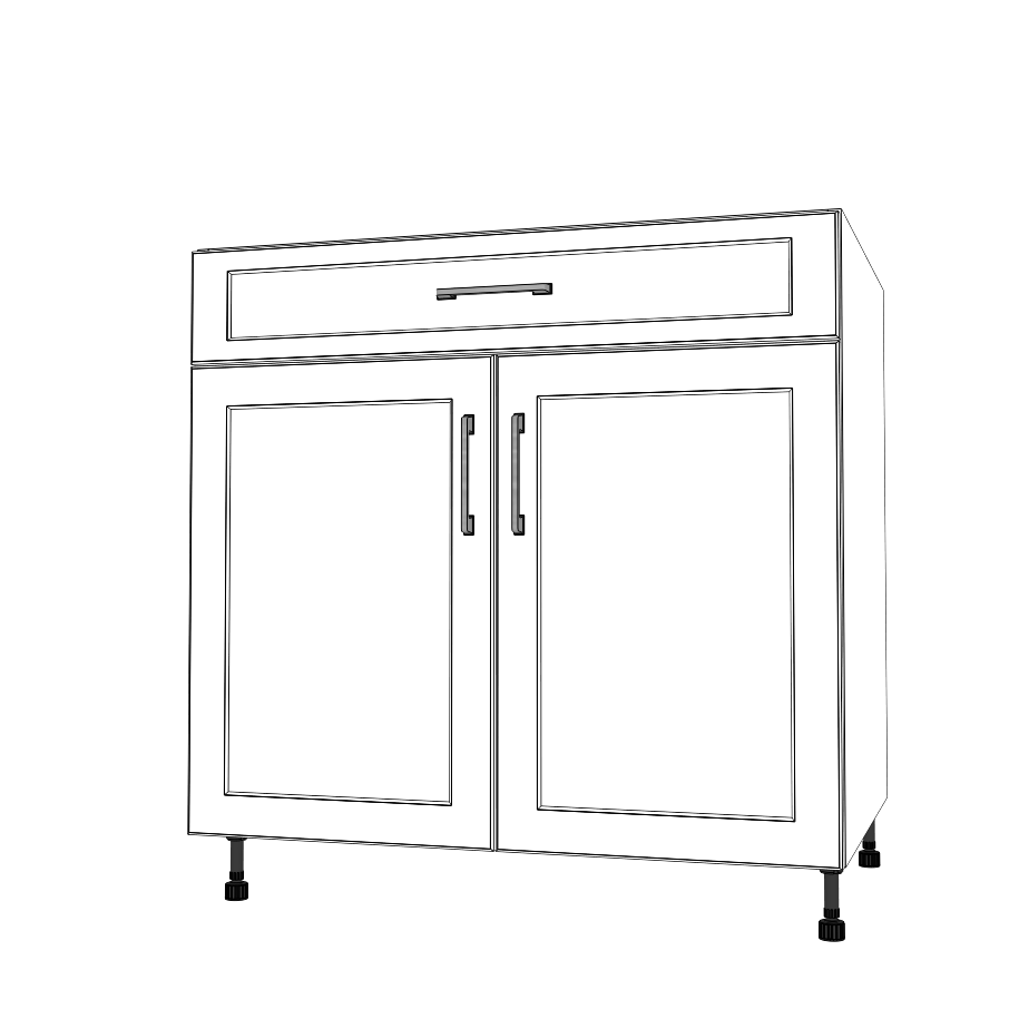 34" Wide Base Cabinet With Drawer On Top - (White Cabinet Boxes - Painted Doors)