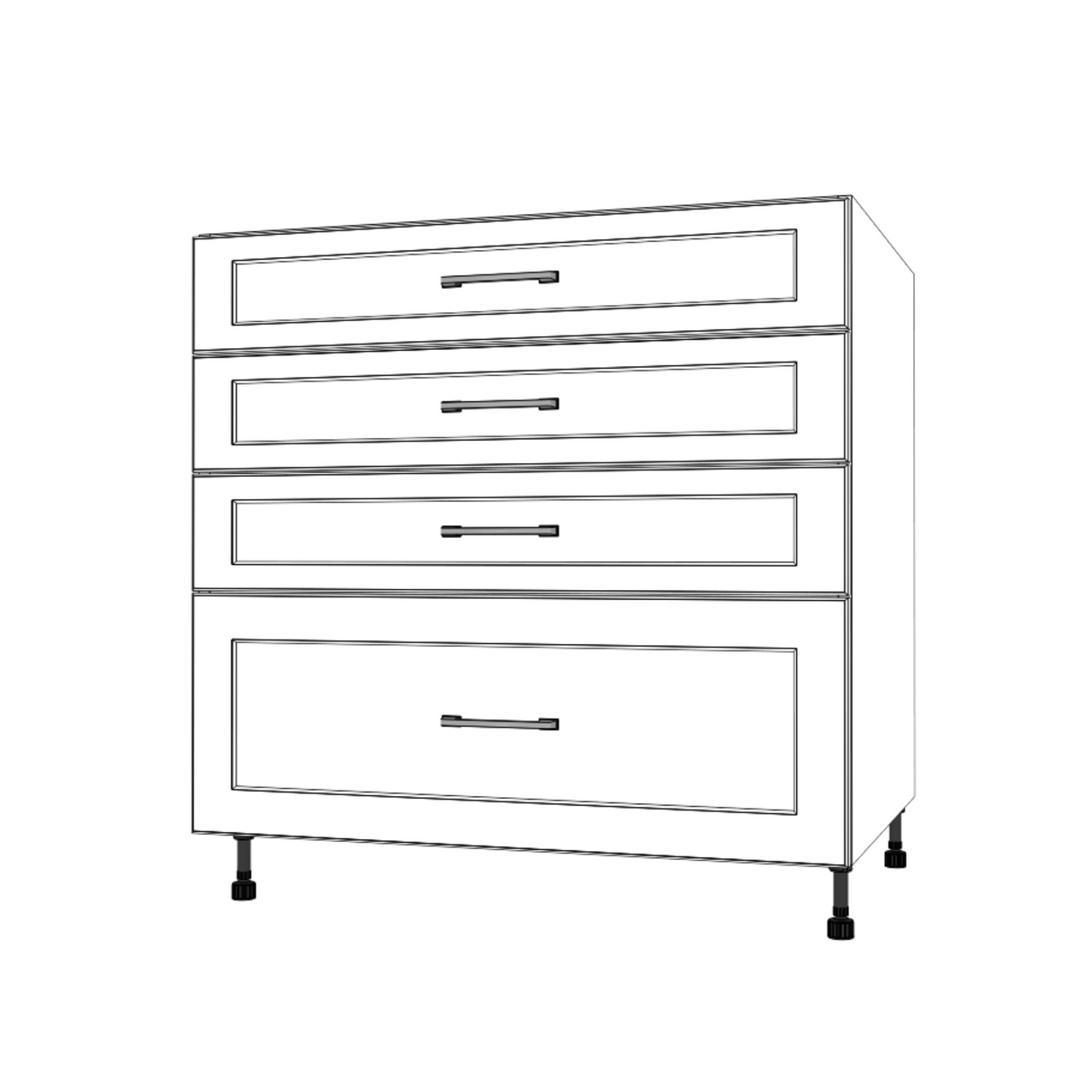 34" Wide Drawer Cabinet - (White Cabinet Boxes - Painted Doors)