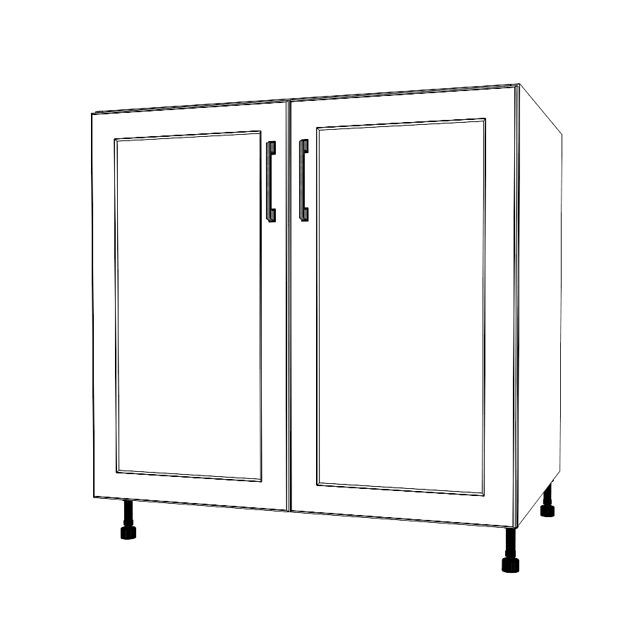 34" Wide Base Cabinet - Sink Cabinet - No Back - (White Cabinet Boxes - Thermofoil Doors)