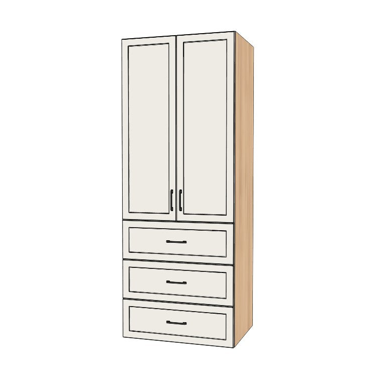 34" Wide Tall Pantry Cabinet with Drawer - (Ply Wood Boxes - Thermofoil Doors) 24 D