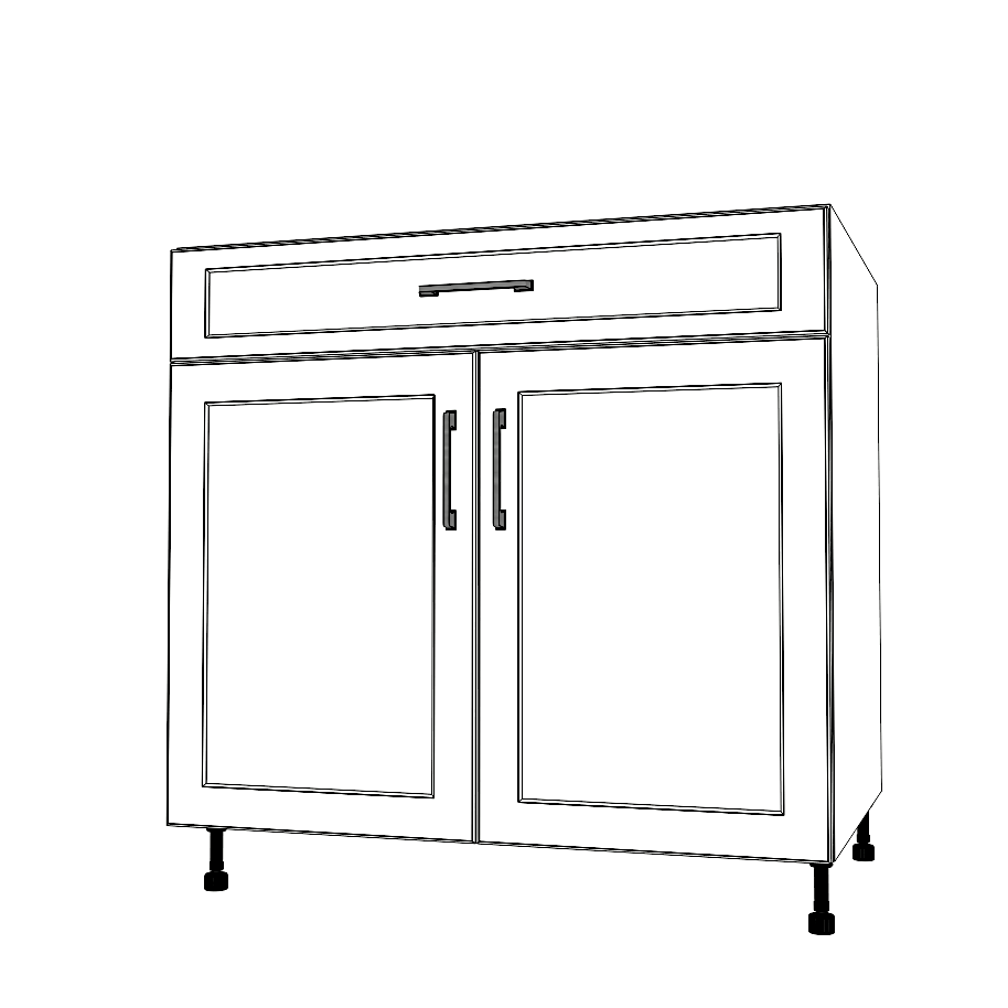 35" Wide Base Cabinet With Drawer On Top - (White Cabinet Boxes - Painted Doors)
