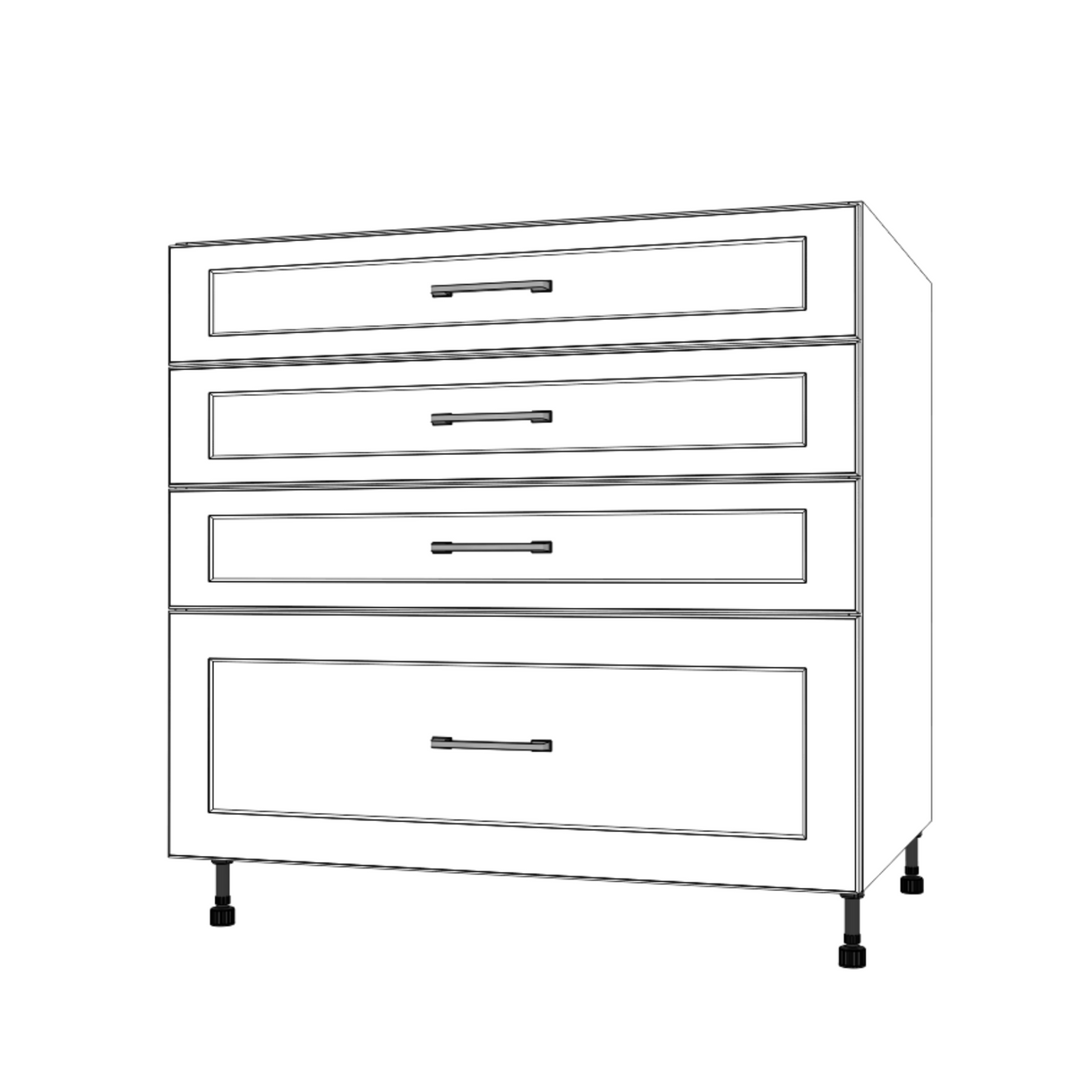 35" Wide Drawer Cabinet - (White Cabinet Boxes - Painted Doors)