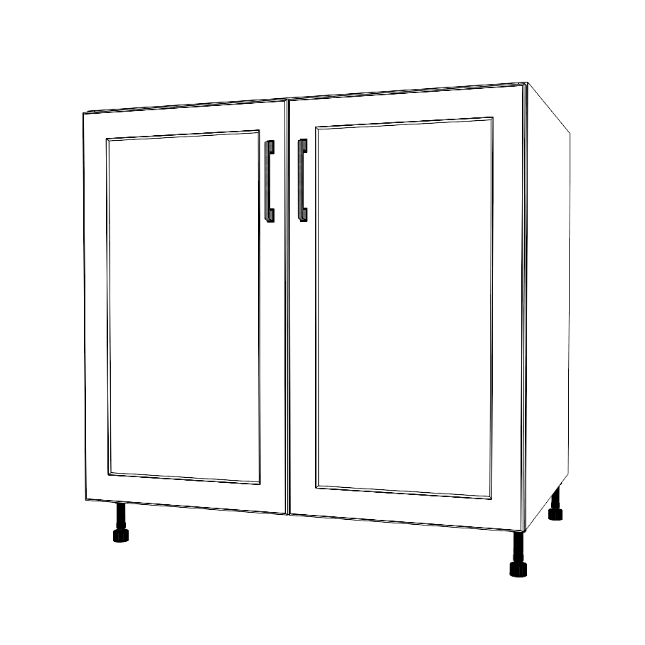 35" Wide Base Cabinet - Sink Cabinet - No Back - (White Cabinet Boxes - Painted Doors)