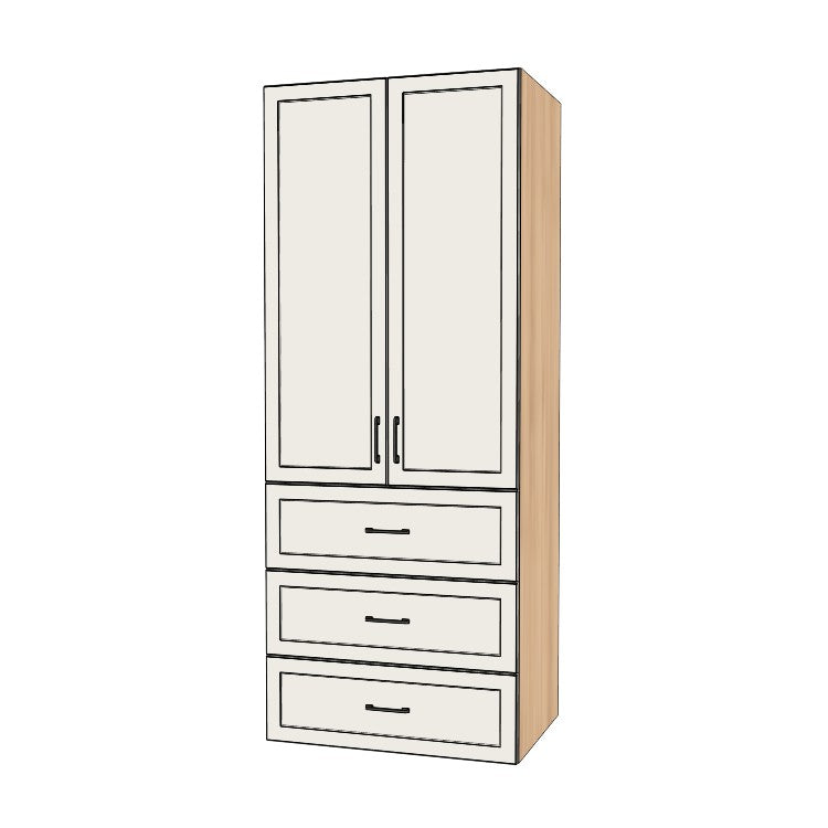 35" Wide Tall Pantry Cabinet with Drawer - (Ply Wood Boxes - Thermofoil Doors) 24 D