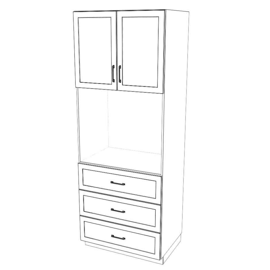 36" Wide Built In - 80-96 High - 34" 3 Drawer Max - 24 Deep - (White Cabinet Boxes - Thermofoil Doors)