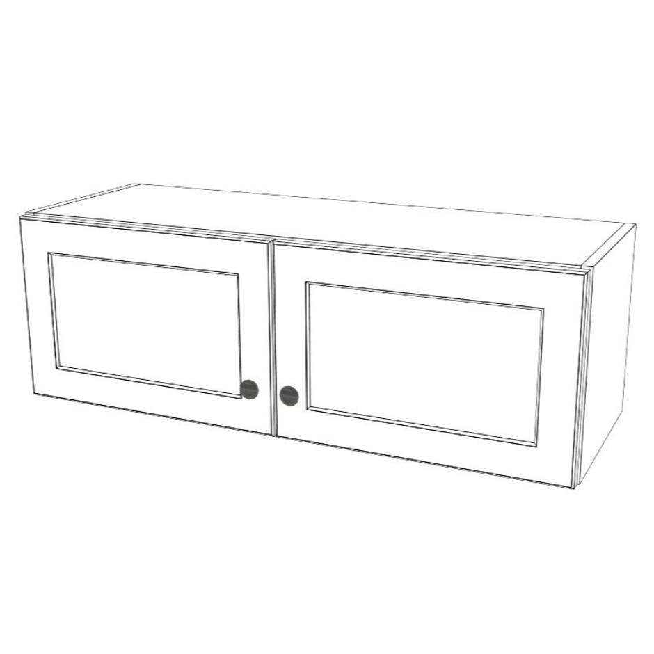 36" Wide x 12" High Wall Cabinet - (White Melamine Cabinet Boxes - Painted Doors)
