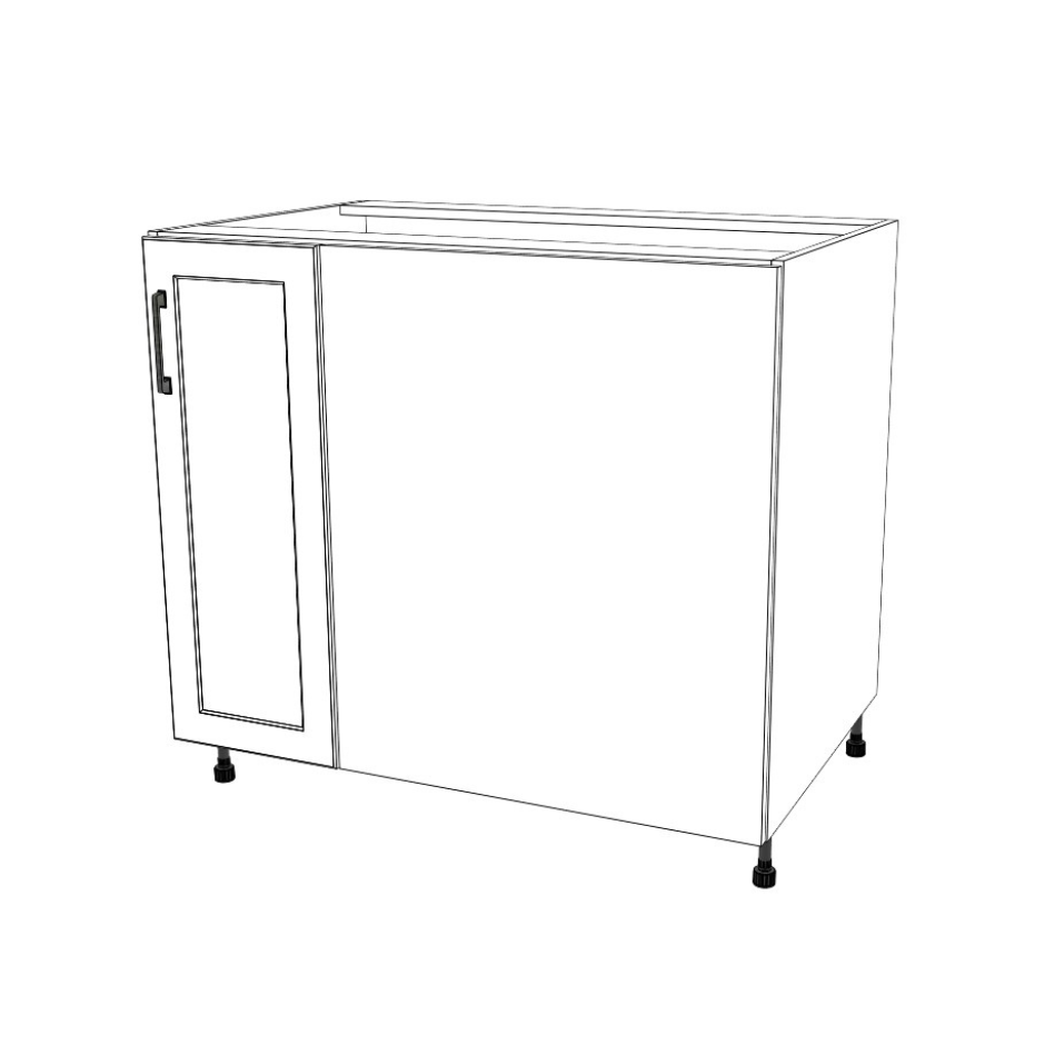 38" Blind Corner Base Cabinet - Door on Right/Left Side - (White Cabinet Boxes - Painted Doors)