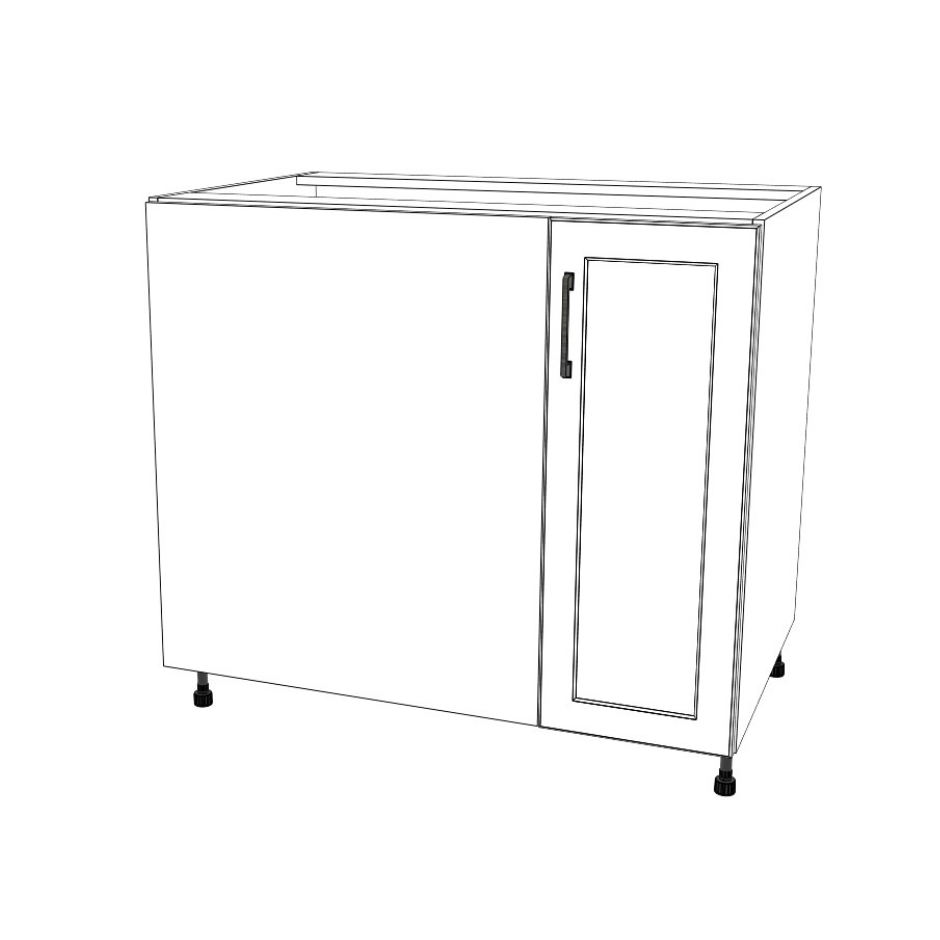 38" Blind Corner Base Cabinet - Door on Right/Left Side - (White Cabinet Boxes - Painted Doors)