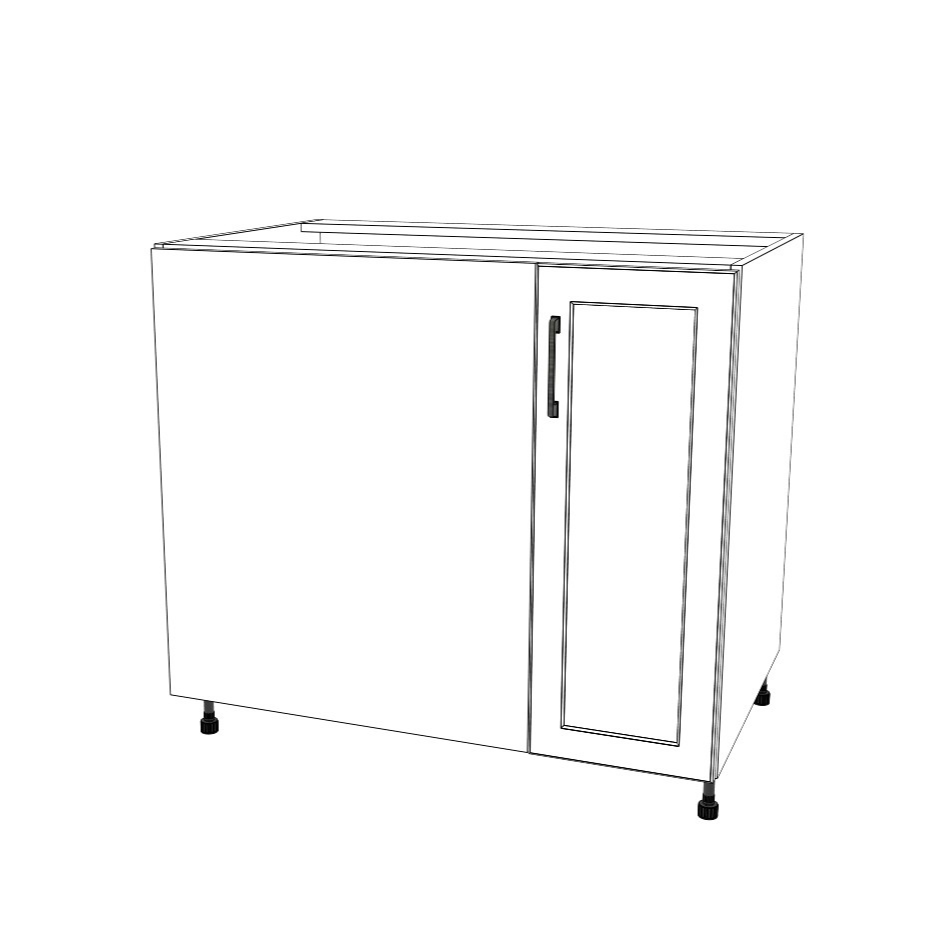 39" Blind Corner Base Cabinet - Door on Right/Left Side - (White Cabinet Boxes - Painted Doors)