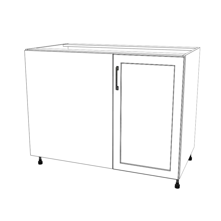 44" Blind Corner Base Cabinet - Door on Right/Left Side - (White Cabinet Boxes - Painted Doors)